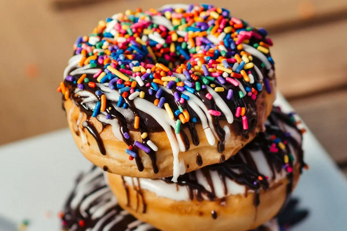 Glazed donuts on a tray